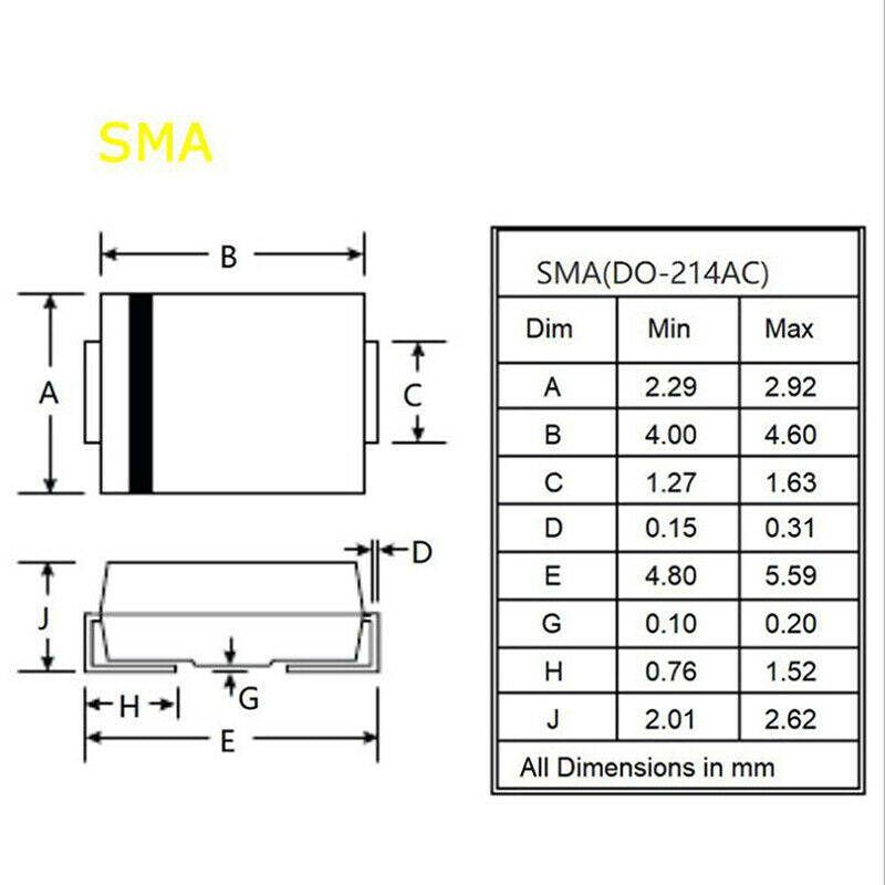 200pcs SMD diode Assorted Kit 20value*10PCS SS110 SS510 SS36 ES1D M7 M4 SEAU