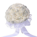 Romantic Wedding Bouquet Artificial Silk Bridal Bouque White Bridal Holding R9B6