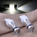 2pcs T20 7443 W21/5W 3030 White Reflector Cup LED Bulbs Brake Stop Warning Light