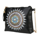 5D Diamond Datura Painting Cross-Body Leather Bag Zipper Handbag For Women DIY