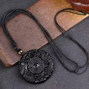 Black Obsidian Carving Wolf Yin Yang Dragon Phoenix Favor Necklace New Pend I9S2