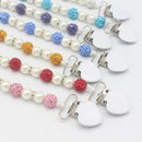 Baby Pacifier Clip Boy Girl Crystal Plastic Beaded Pacifier Holder Clip Nip E9R9