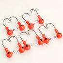 10Pcs Red Lead Round Jig Head Fishing Lures Bait Hook Fish Tackle 5g 35mm