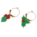 6pcs Assorted Christmas Wine Glass Charms Drink Markers Charm Rings Decor