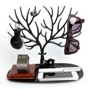 Retro Deer Horn Stand Jewelry Earring Necklace Ring Display Rack Holder Black
