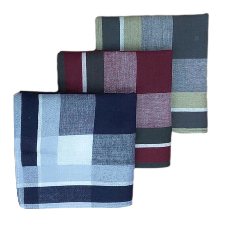 12pcs Plaid Handkerchiefs Classic Soft Hanky  Square Formal Kerchief 16''