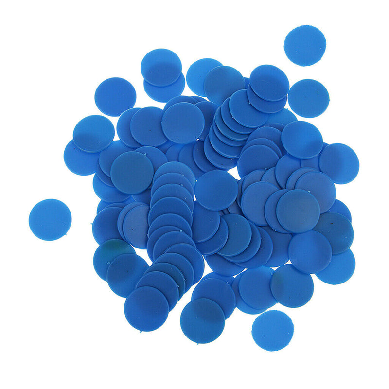 100Pcs 18mm New Plastic Counters Poker Chips Blue for Casino Club Gambling