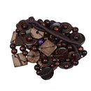 Womens Boho Layered Necklace, Wooden Geometric Beaded Pendant Necklace Ethnic