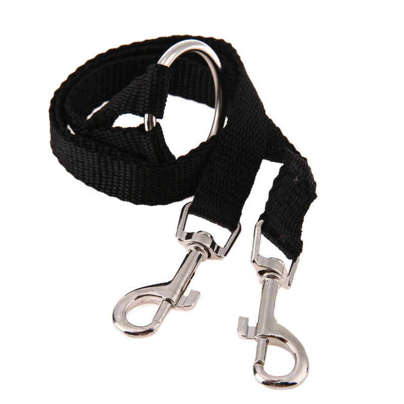 Nylon Double Dual Two Pets Dogs Leash 2 Way Coupler Walk Necklace(Black)