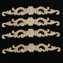 4xFloral Wood Carved Corner Applique Decorate Frame - 27X4X0.8cm