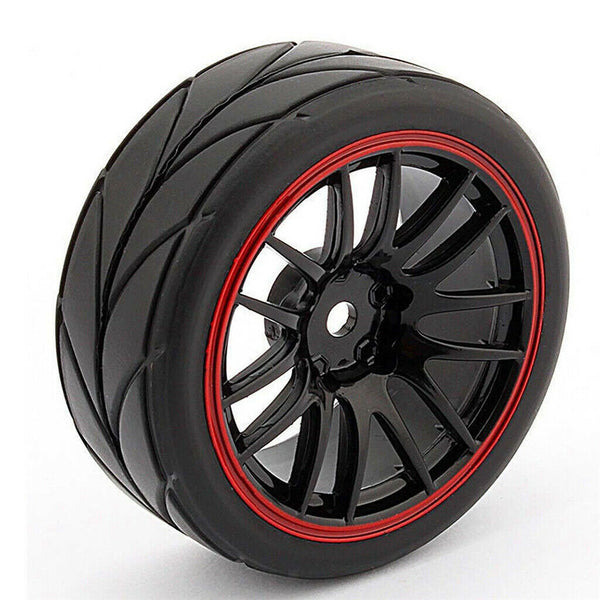 Pack of 4 Rubber Tyre Tyres Tires Wheel Rim Hex 12mm Fits for 1/10 RC Remote