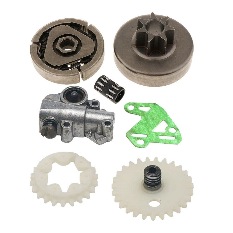 2 Sets Oil Pump Gasket Worm Gear Spur Wheel Fits for Stihl 038 048 380 381 Lawn