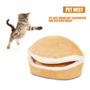 Soft Cat Waterproof Nest Washable Pet Cute Hamburger Bed Kennel Mat (Beige) A