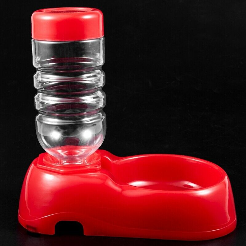 Pet Dog Cat Water Drinking Feeding Fountain Bottle Red