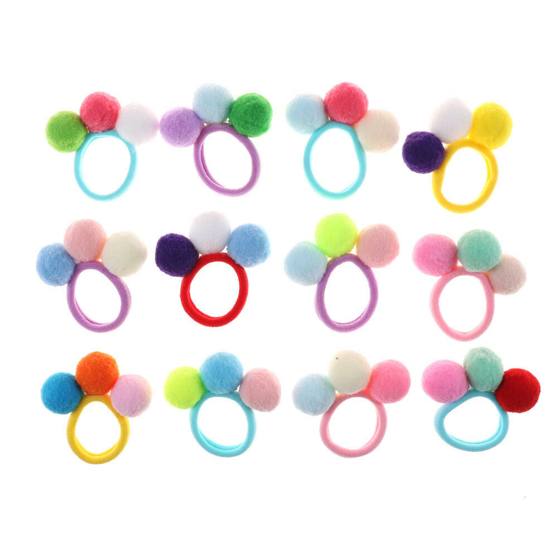 2Pcs Cute 3 Balls Elastics Hair Holders Bands Gum Fashion Kids Children Cand