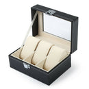 3 Grids Black Leather Watch Box Jewelry Display Box Transparent Skylighty W