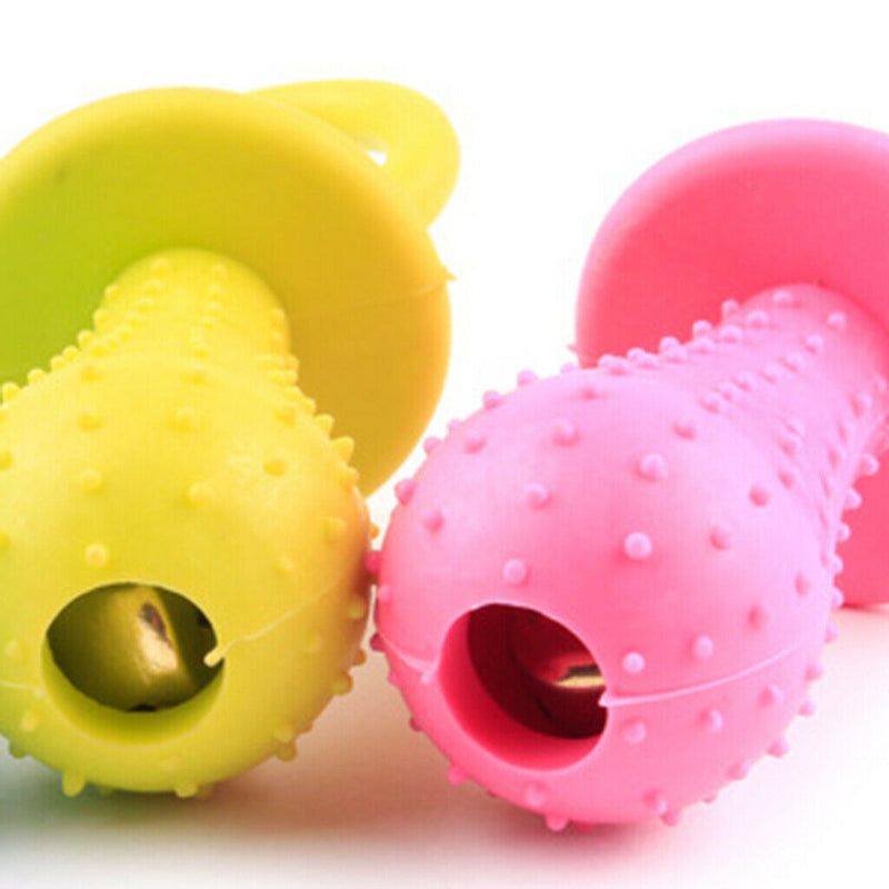 3Pcs Bite Resistant Bell Rubber Pacifier Pet Dog Puppy Molar Chew Training Toys