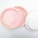 10pcs Dots Paper Plates Cups Birthday Wedding Bouquet Dinner Tableware Set