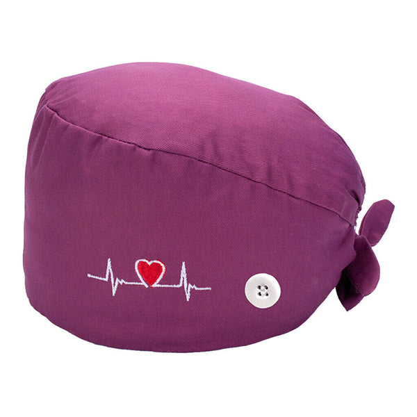 2pcs Fashion Printed Scrub Cap Working Hat Button Bouffant Hat Sweatband