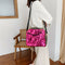 Sequins Leopard Splicing Shoulder Bag Women Crossbody Handbag (Rose Red)