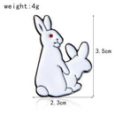 Cartoon Cute Two White Rabbits Evil Brooch Pins Jeans Clothes Jewelry Women JR