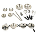 20x Kitchen Pretend Play Toys Stainless Steel Cookware Pots and Pans Set