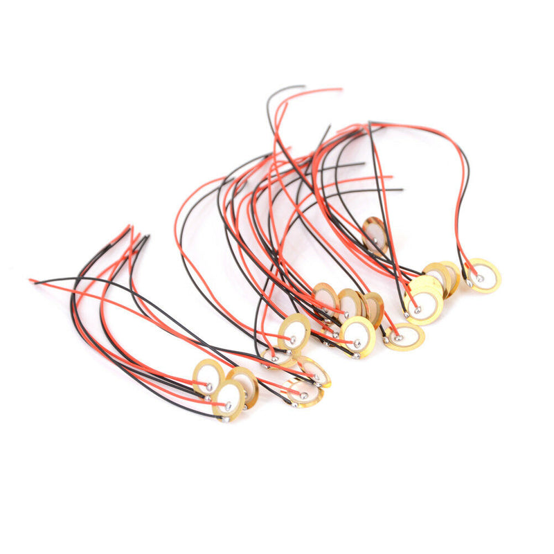 20PCS 12mm Piezo Elements Sounder Sensor Trigger Drum Disc + wire copper S Ew