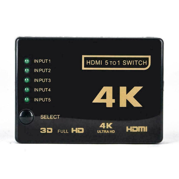 5 Ports HDMI 4K Switcher Selector Splitter Hub iR Remote For HDTV 3840p New