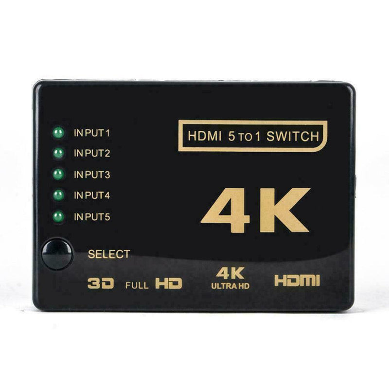 5 Ports HDMI 4K Switcher Selector Splitter Hub iR Remote For HDTV 3840p New