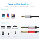 3.5mm 1/8" TRS Stereo to Double 6.35mm 1/4" TS Mono Y Splitter Cable Cord 6FT