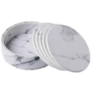 6 Pcs Coasters Marble Pu Leather Round Heat Insulation Table Placemat Drink Q7E1
