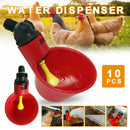 10Pcs Automatic Cups Water Feeder Drinker Chicken Poultry Bird Waterer Red Set