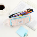 Simple Canvas Lattice Large Capacity Stationery Bag Cosmetic Package (D) A