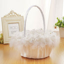 White Basket Romantic Bowknot Silk Cloth Wedding Ceremony Party Rose Flowe BQK
