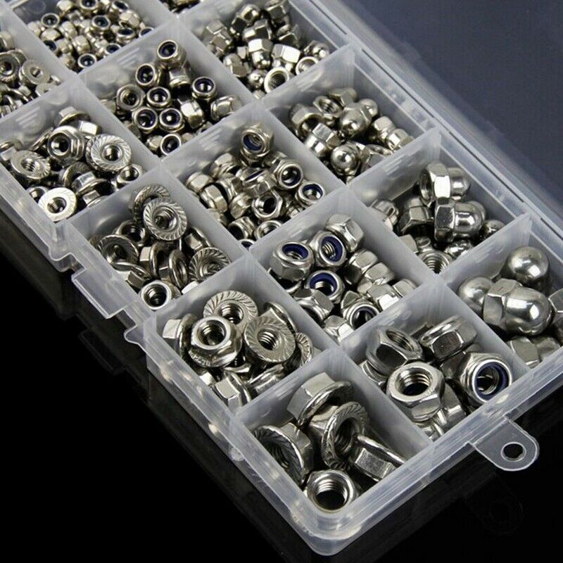 1set 304 Hex Nut Sets Household Nylon Lock/Cover Decoration/Flange Nuts 385 Z3E6