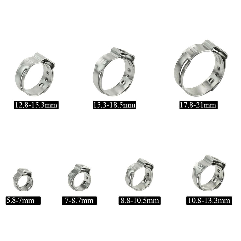 304 Stainless Steel Single Ear Non-Steel Hose Clamp Classification Kit, 128