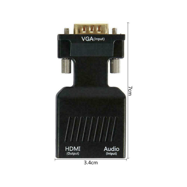 VGA To HDMI Adapter Full HD 1080P Audio Video Converter Laptop PC To TV HDT C7J8