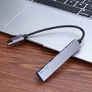 Type C HUB USB-C to 4 Port USB 2.0 Splitter Converter OTG Adapter (Grey)