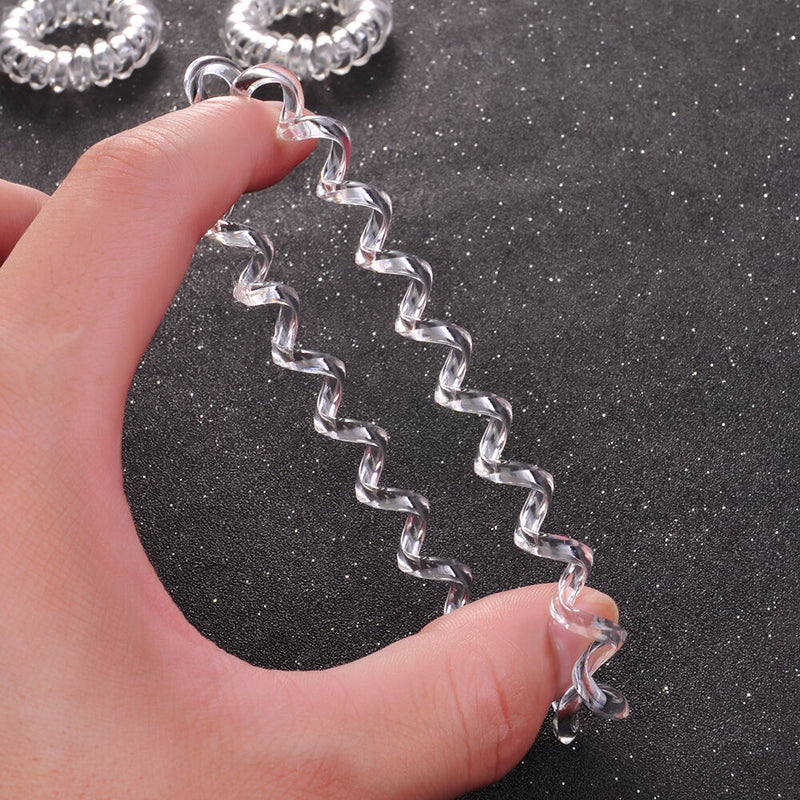 6Pcs Elastic Girl Clear Rubber Telephone Wire Hair Ties Hairband Rope Ties