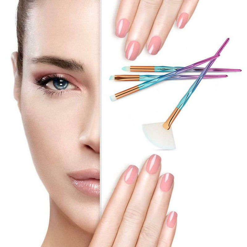 4pcs/Set Diamond Plastic Handle Face Eye Shadow Makeup Brushes (Lake Blue)