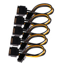 5Piece 15-pin SATA Power to 6pin Adapter Cable Y-splitter Cord for Video Card