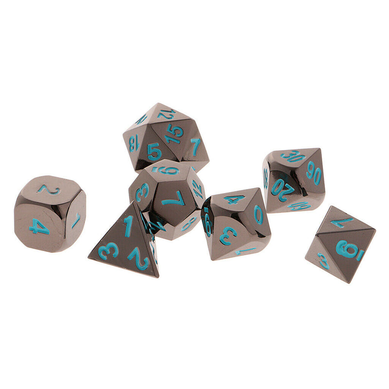Set D4 D6 D8 D10 D12 D20 Dice Polyhedral for TRPG DND Role Playing 7Pcs Blue