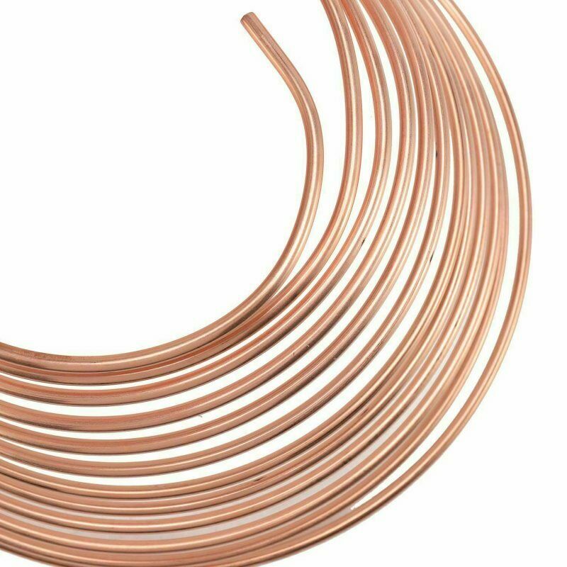 25FT 3/16" Copper Brake Pipe Tube Hose Kits 10mm Fittings Male+Female Nuts J Ew