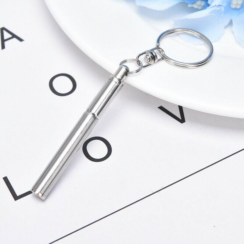 Telescopic Stainless Steel Pen Keyring Keychain Emergency Signature Tool G Bj