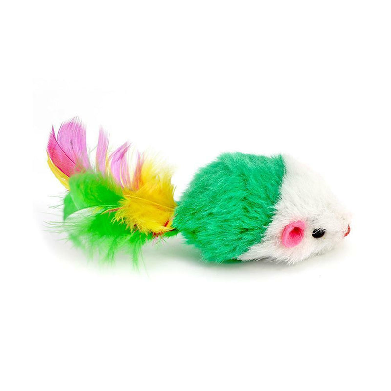 2x Small Soft Plush False Mouse Cat Pet Toys Colorful Feather Pet Playing Toys D
