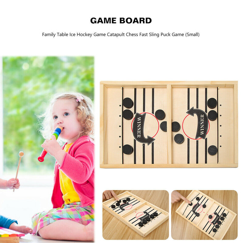 Family Table Ice Hockey Game Catapult Chess Fast Sling Puck Game (Small)