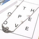 Fashion Stainless Steel Punk Retro Angel Wings Sweater Necklace Choker Jewe BX