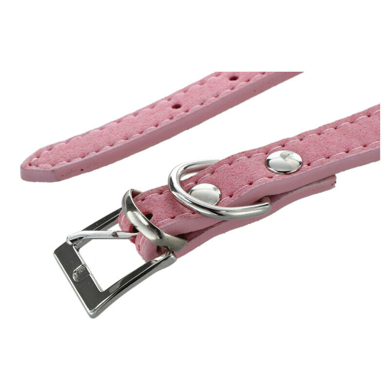 Pink PU Leather Dogs Cats Pets Puppy Neck Safety Collars XS