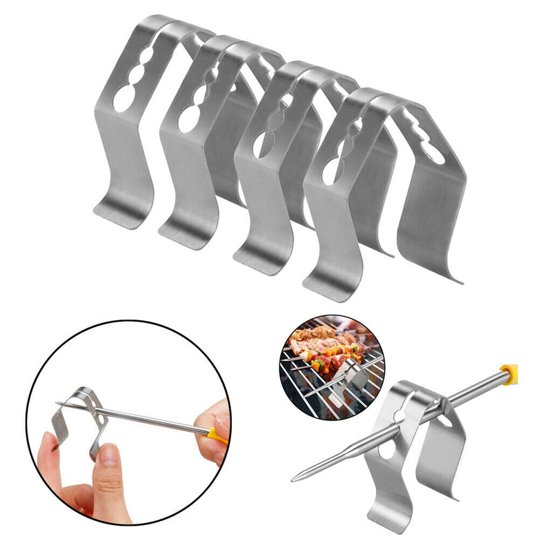 4x  Barbeque Thermometer Probe Clip Holder Anti Rust Scald Preventing Smoke
