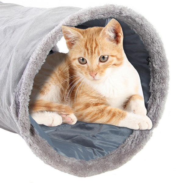 Small Pet Collapsible Tunnel Suede Tubes for Rabbit Hamster Cat Toys (L)